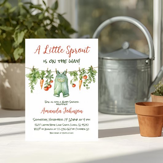 Invitation Farmhouse Little Sprout Clothesline Baby Shower