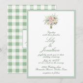 Invitation Farmhouse Rustic Country Check et Floral Mariage (Devant / Derrière)
