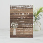 Invitation Farmhouse rustique fête d'anniversaire Bébé respir (Debout devant)