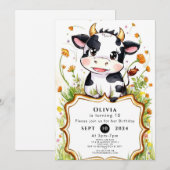 Invitation Farmhouse Simple Cow Anniversaire (Devant / Derrière)