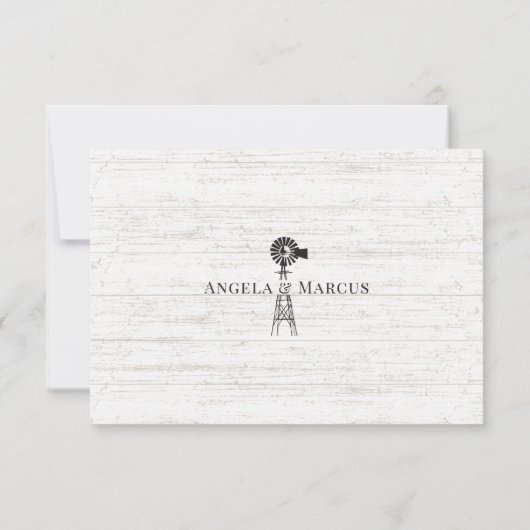 Invitation Farmhouse Windmill Grange Mariage Réponse Invitati (Dos)