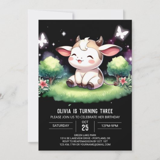 Invitation Farmyard Editable Cow Anniversaire (Devant)