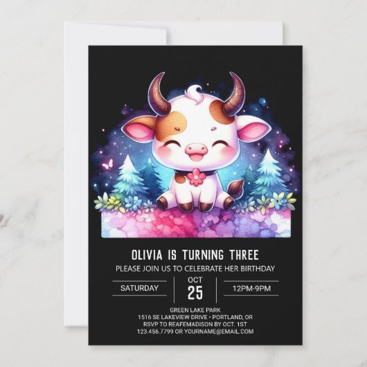 Invitation Farmyard Online Vache Anniversaire (Devant)