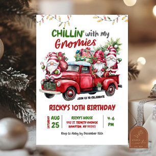 Invitation Farniente avec gnomes Noël Enfants Anniversaire