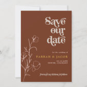 Invitation FARRAH Retro 70's Rust Floral Photo Enregistrer la (Devant)