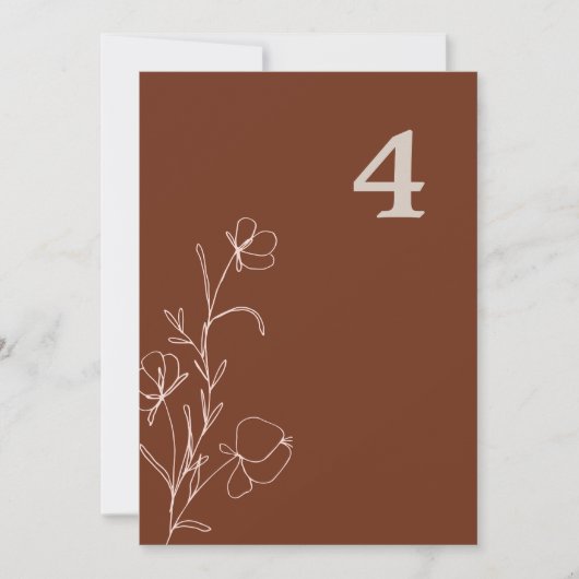 Invitation FARRAH Retro 70's Rust Floral Super Numéro de tabl (Devant)