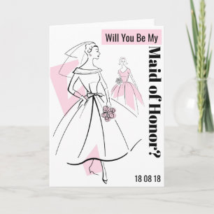 Invitation Fashion Bride Rose Be My Maid of Honor card