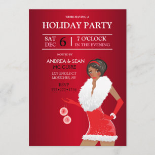 Invitation Fashion Fashion Fashion Fête de Noël afro-américai