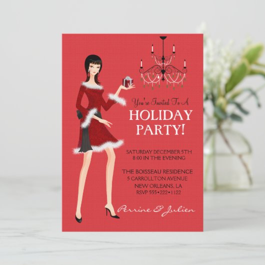 Invitation Fashion Fille Parties scintillant Noël Fête de Noë (Debout devant)