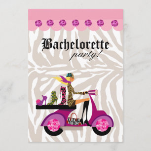 Invitation Fashion Party Blonde Scooter femme Zebra Shoes