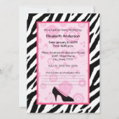 Invitation Fashion Party tendance Zebra Girly Rose Chaussures (Dos)