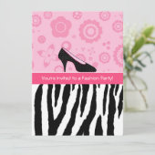 Invitation Fashion Party tendance Zebra Girly Rose Chaussures (Debout devant)