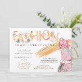 Invitation Fashion Show Événement Arty Typographie Pink Gold (Debout devant)