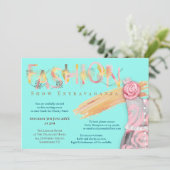 Invitation Fashion Show Événement Arty Typographie Turquoise (Debout devant)