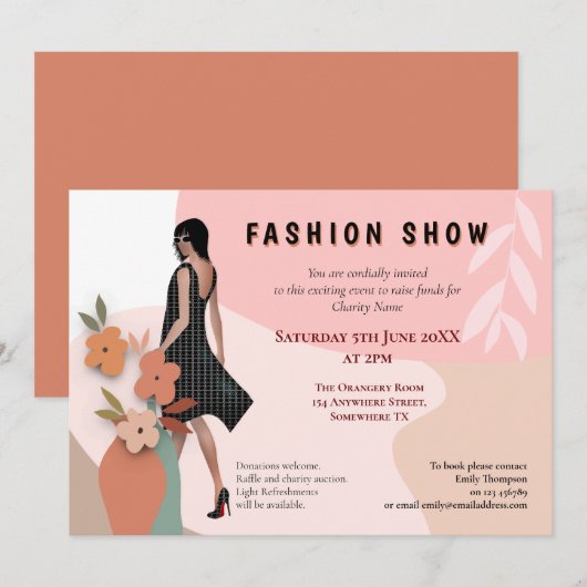 Invitation Fashion Show Evénement Formes Abstraites Modèle Fl (Devant / Derrière)