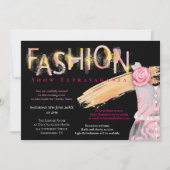 Invitation Fashion Show Événement Typographie Arty Rose Noir (Devant)