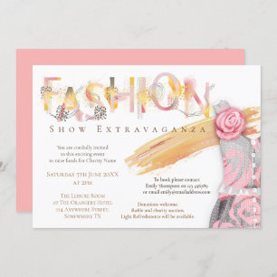 Invitation Fashion Show Événement Typographie de l'art Pink G
