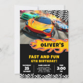Invitation Fast Cars Racing fête d'anniversaire (Devant)