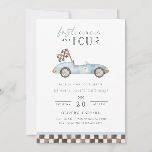 Invitation Fast, Curious & Four Racing 4th Birthday  (Devant)