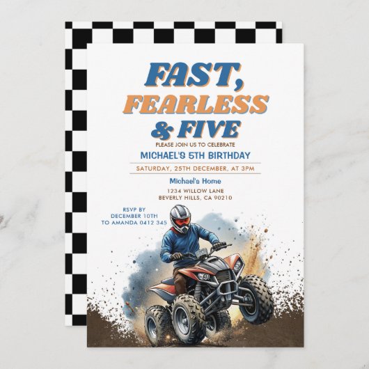 Invitation Fast Fearless & FIVE Racing 5e fête d'anniversaire (Devant / Derrière)