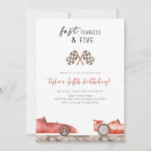 Invitation Fast Fearless & Five Racing Car 5th Birthday Party (Devant)