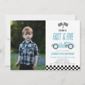 Invitation Fast & Five Blue Race Car 5e fête d'anniversaire (Devant)