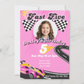 Invitation Fast Five, Picture Pink Racing 5th Birthday (Devant)