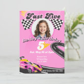 Invitation Fast Five, Picture Pink Racing 5th Birthday (Debout devant)