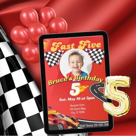 Invitation Fast Five, Picture Racing 5th Birthday