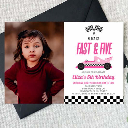 Invitation Fast & Five Pink Race Car 5ème anniversaire