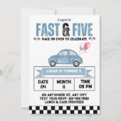 Invitation Fast & Five Race Car Boy 5e fête d'anniversaire (Devant)