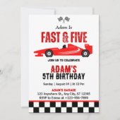 Invitation Fast & Five Race Car Boy 5e fête d'anniversaire (Devant)