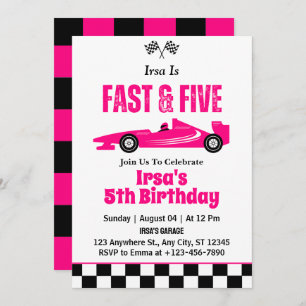 Invitation Fast & Five Race Car Girl 5e fête d'anniversaire