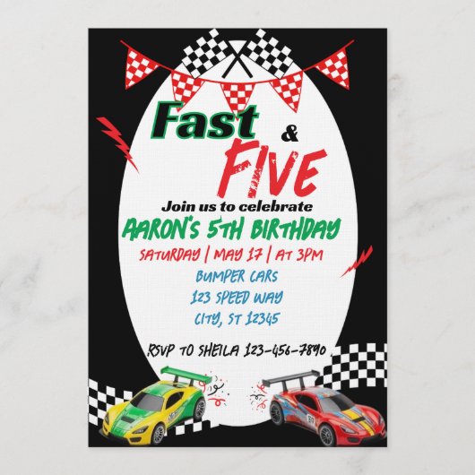 Invitation Fast & Five, Racing 5th Birthday (Devant)