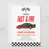 Invitation Fast & Five Red Flame Race Car 5e fête d'anniversa (Devant)