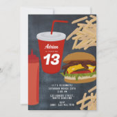 Invitation Fast Food Burger Fries Barbecue Anniversaire (Devant)