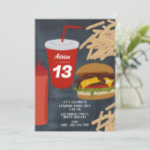 Invitation Fast Food Burger Fries Barbecue Anniversaire (Debout devant)