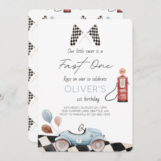 Invitation Fast One 1er anniversaire (Devant / Derrière)