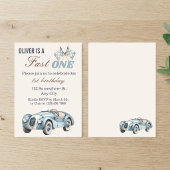 Invitation Fast One 1st Birthday Blue Race Car Boy