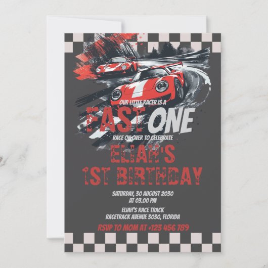 Invitation Fast One Anniversaire Course Voiture Track Party R (Devant)