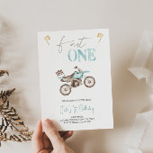 Invitation Fast ONE Baby Blue Dirt Vélo Anniversaire Invitati
