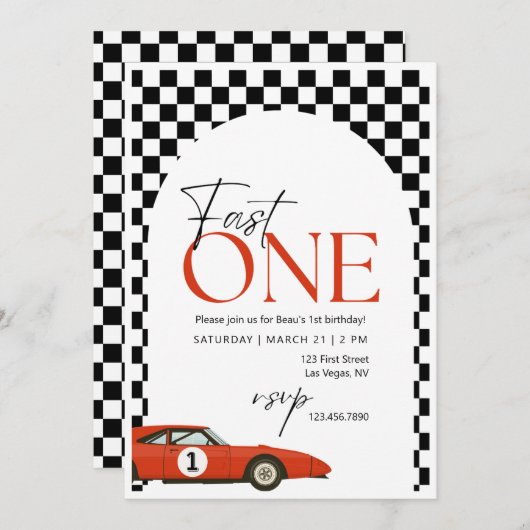 Invitation Fast One Birthday Party (Devant / Derrière)