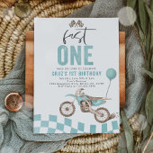 Invitation Fast One Blue Dirt Bike Boy 1ère fête d'anniversai