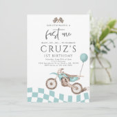 Invitation Fast One Blue Dirt Bike Boy 1ère fête d'anniversai (Debout devant)
