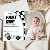 Invitation Fast One Green Race Car fête d'anniversaire