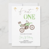 Invitation Fast ONE Lime Green Dirt Vélo Anniversaire Invitat (Devant)