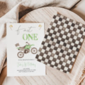 Invitation Fast ONE Lime Green Dirt Vélo Anniversaire Invitat