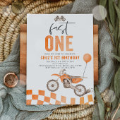 Invitation Fast One Orange Dirt Bike Boy 1ère fête d'annivers