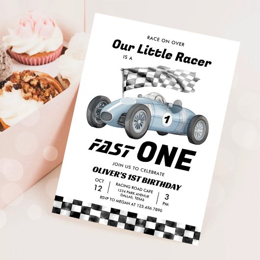 Invitation Fast One Race Car 1er Anniversaire Racing Boy