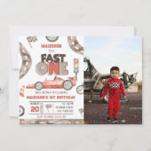 Invitation Fast One Race Car 1ère fête d'anniversaire Photo (Devant)